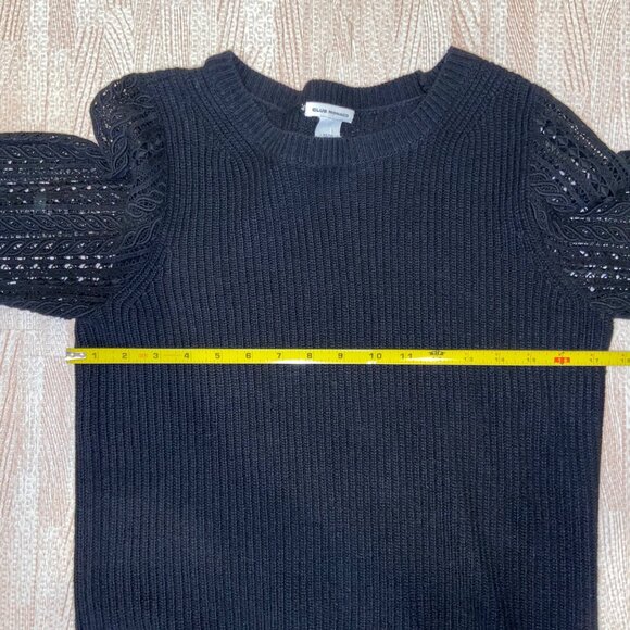 Club Monaco Cashmere, Rabbit Hair Blend Crochet Lace Arm Sweater XS - Picture 6 of 7